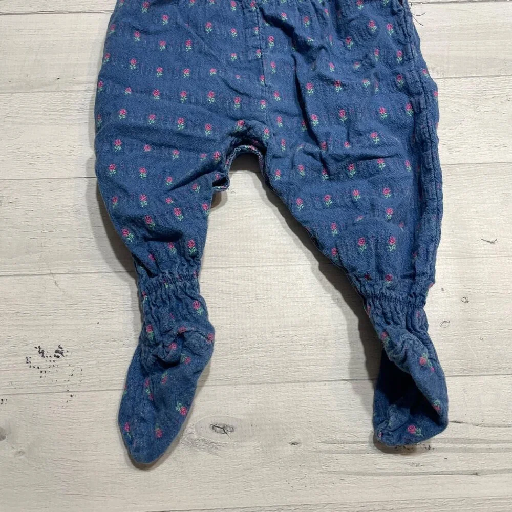 Vintage‎ OshKosh B'Gosh Floral Baby Overalls With Footies 3/6 months